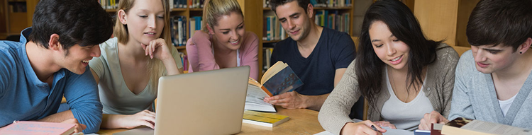 students grouped together in a library